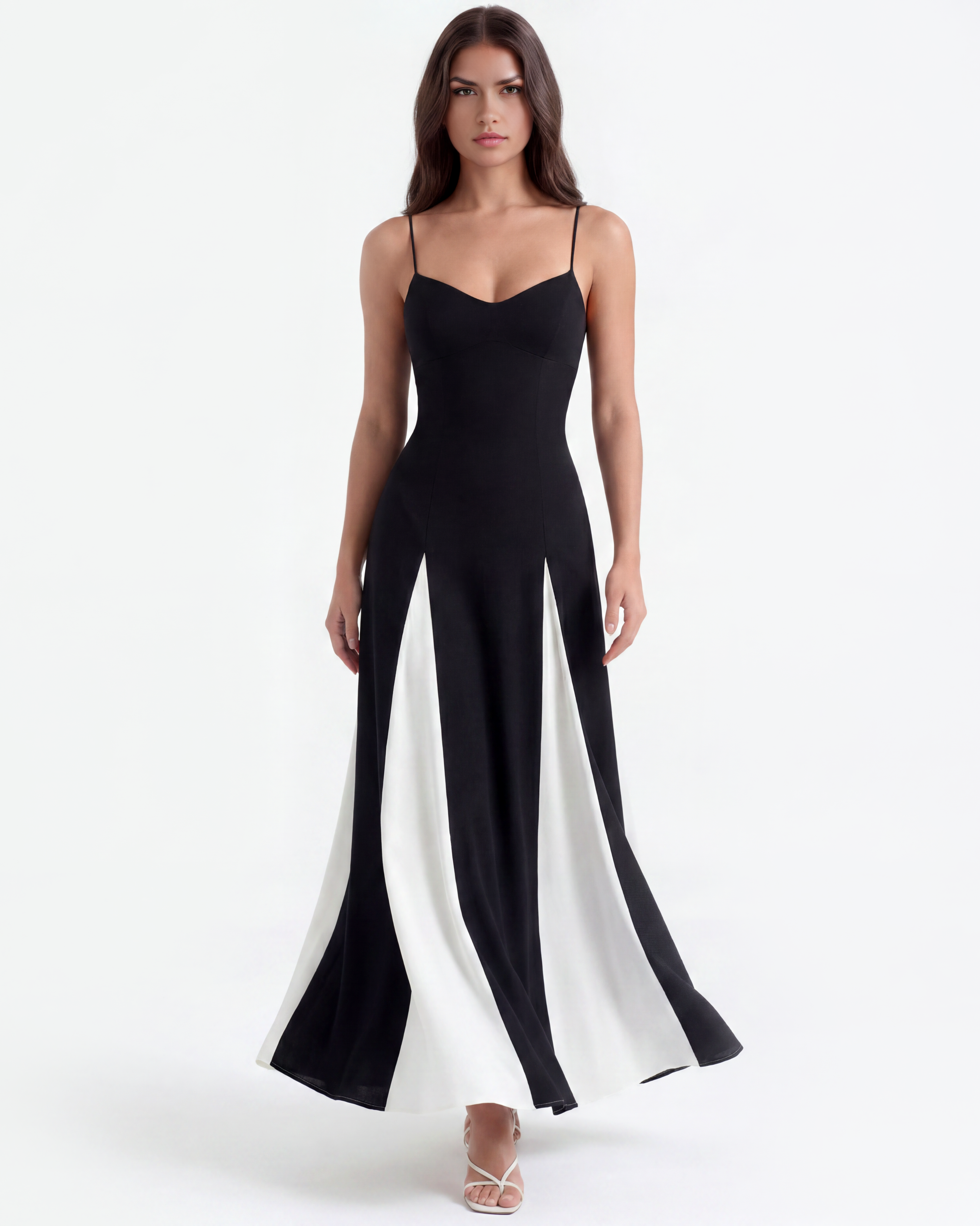 Porto Fino Pleated Maxi Evening Dress - Cream