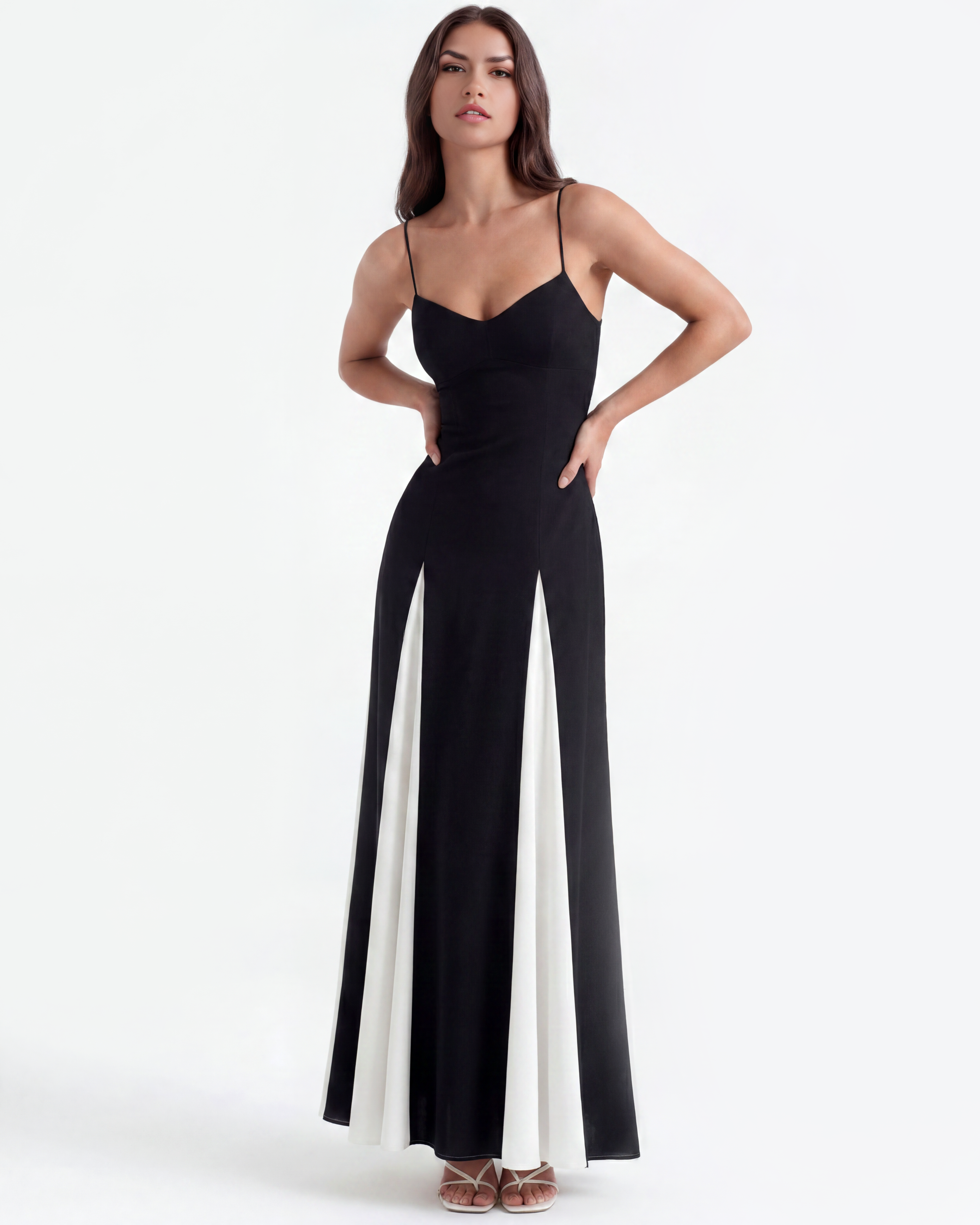 Porto Fino Pleated Maxi Evening Dress - Cream