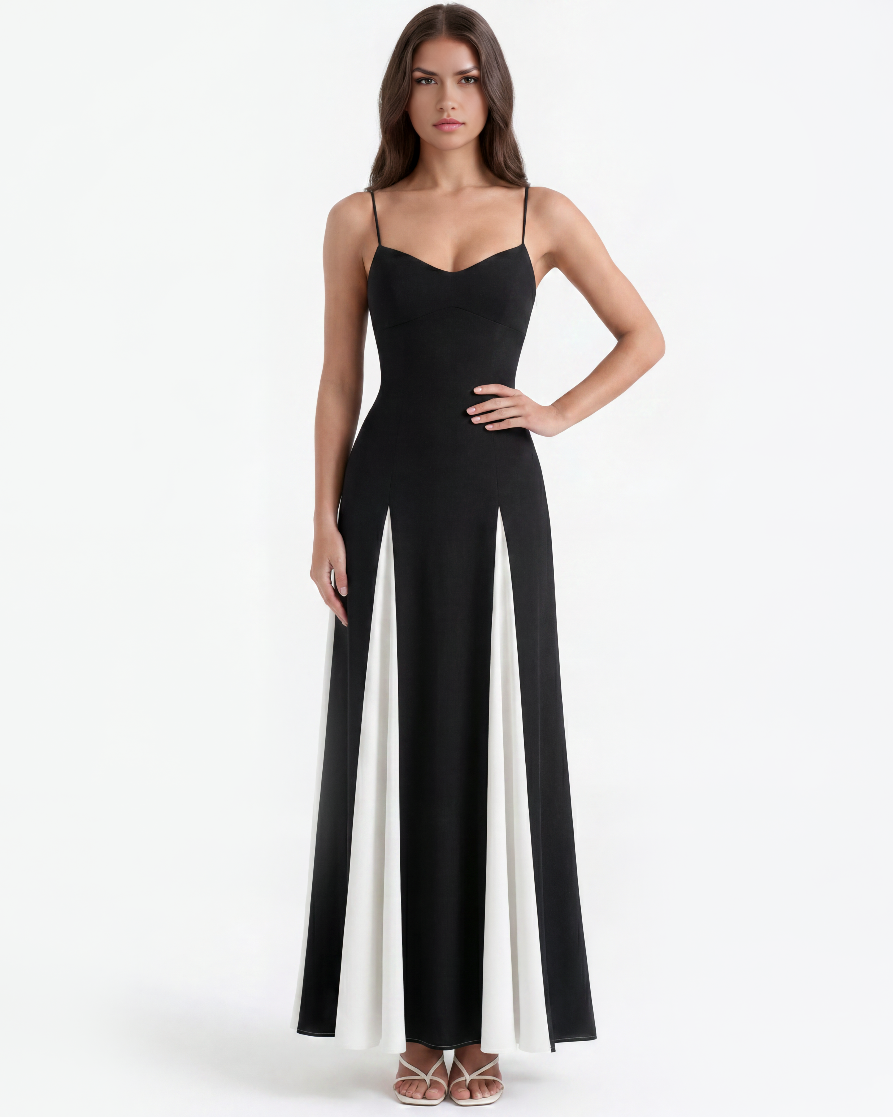 Porto Fino Pleated Maxi Evening Dress - Cream