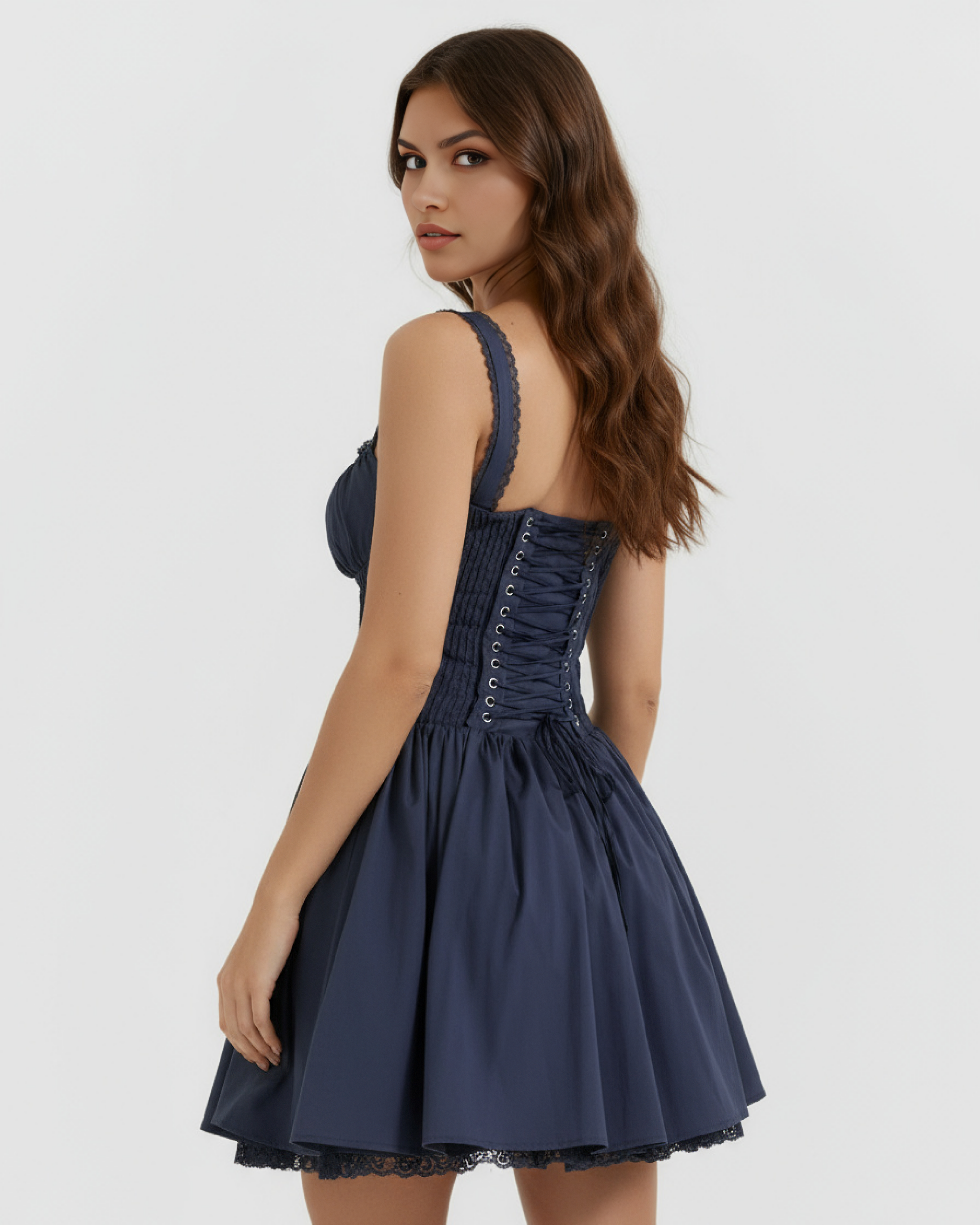 Luna Lace Sweetheart Neckline Mini Summer Dress - White