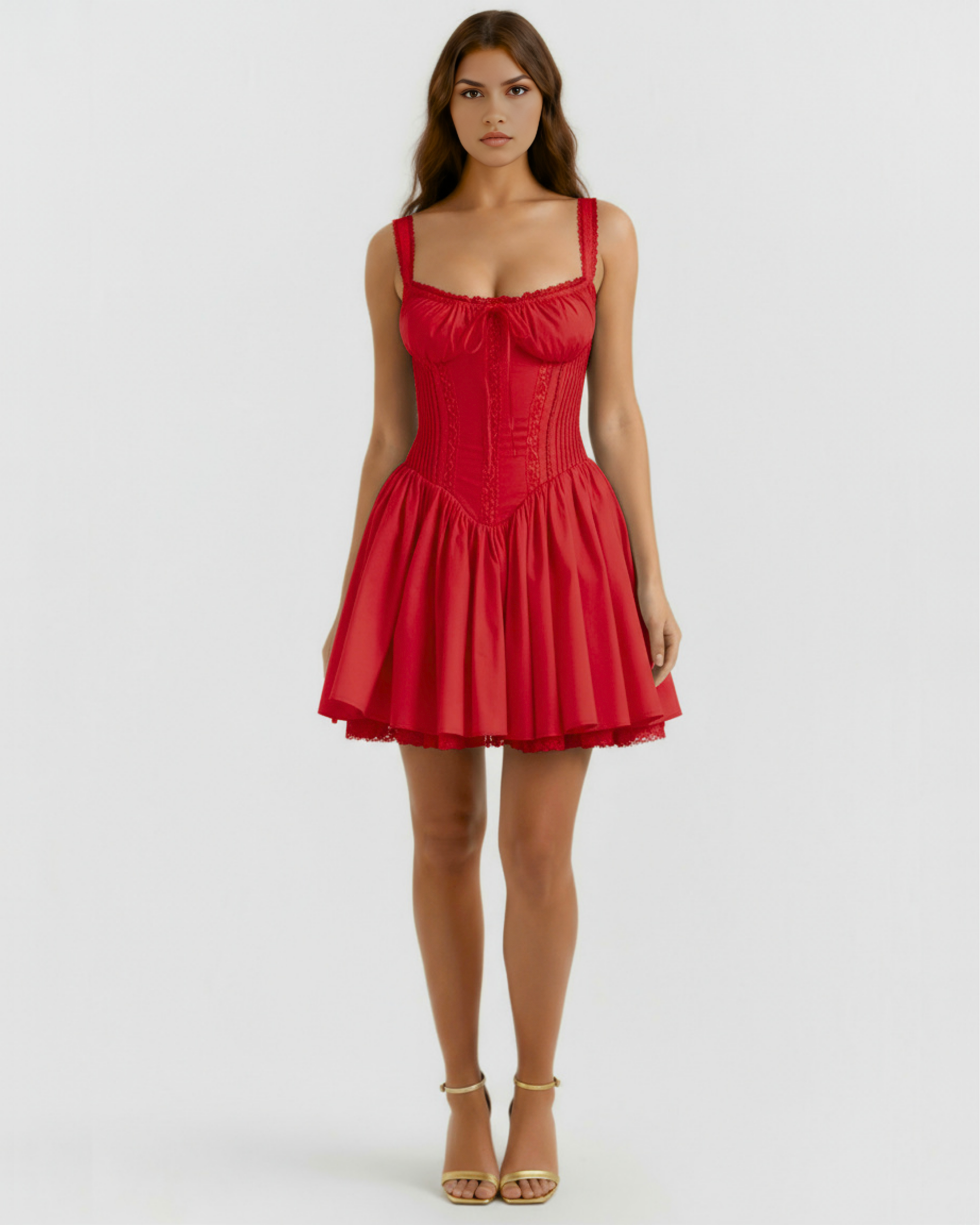 Luna Lace Sweetheart Neckline Mini Summer Dress - White