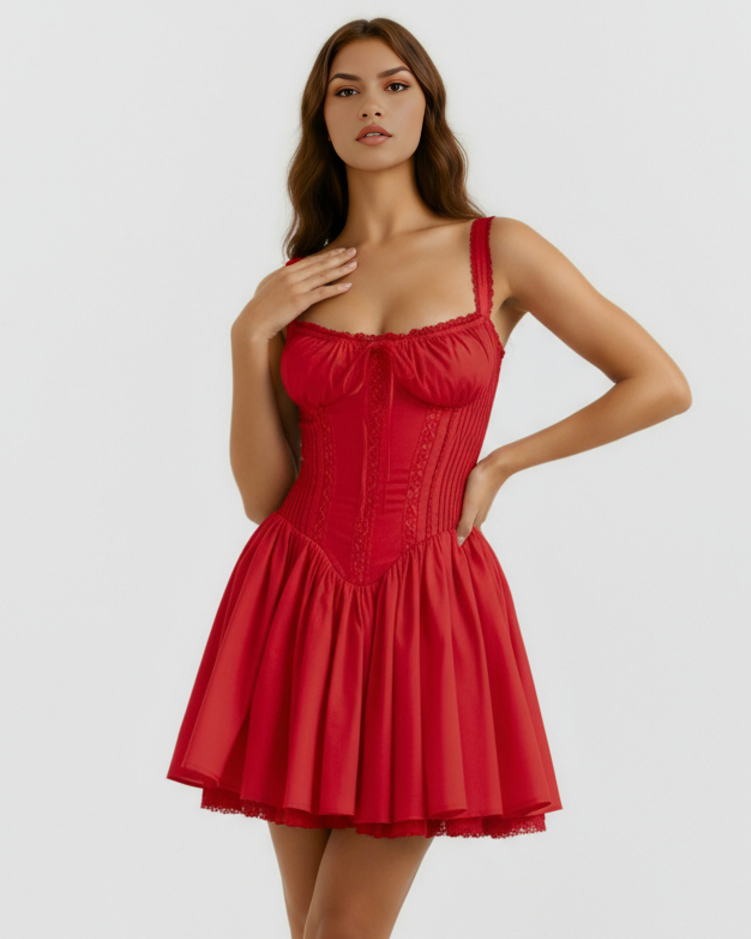 Luna Lace Sweetheart Neckline Mini Summer Dress - White