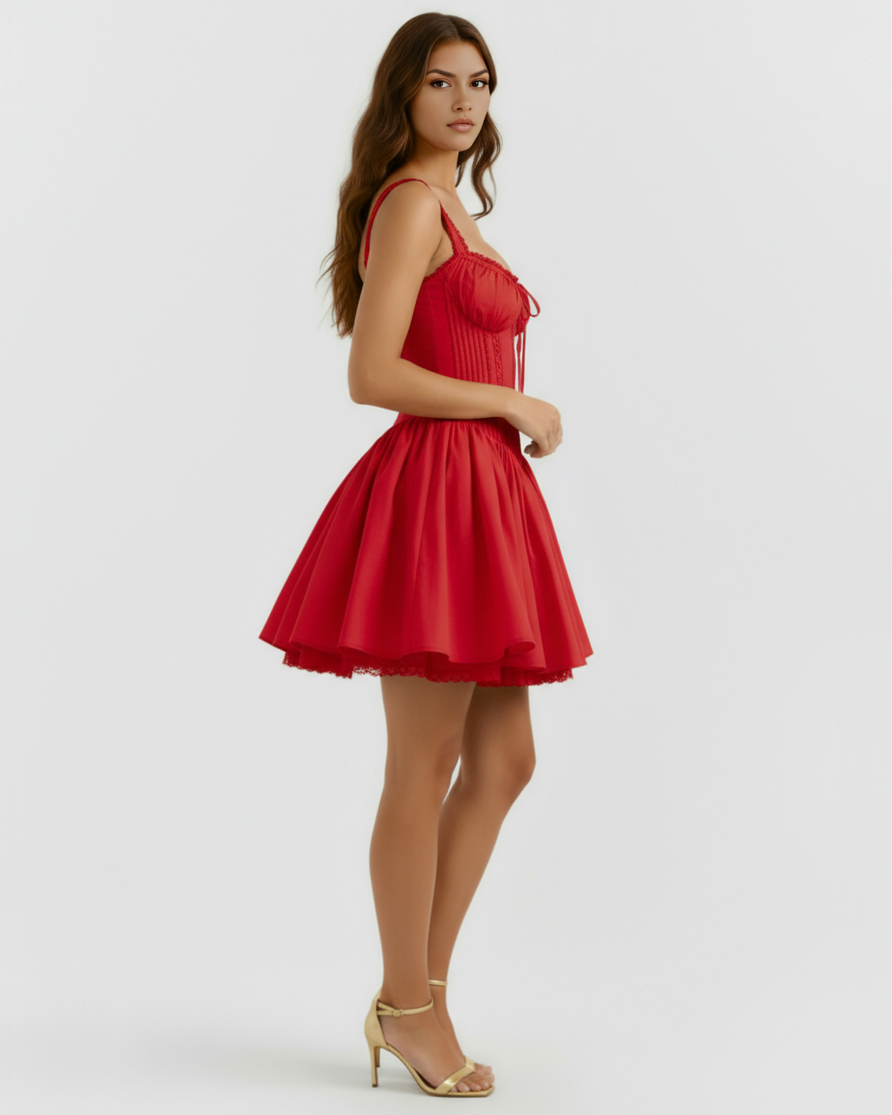 Luna Lace Sweetheart Neckline Mini Summer Dress - White