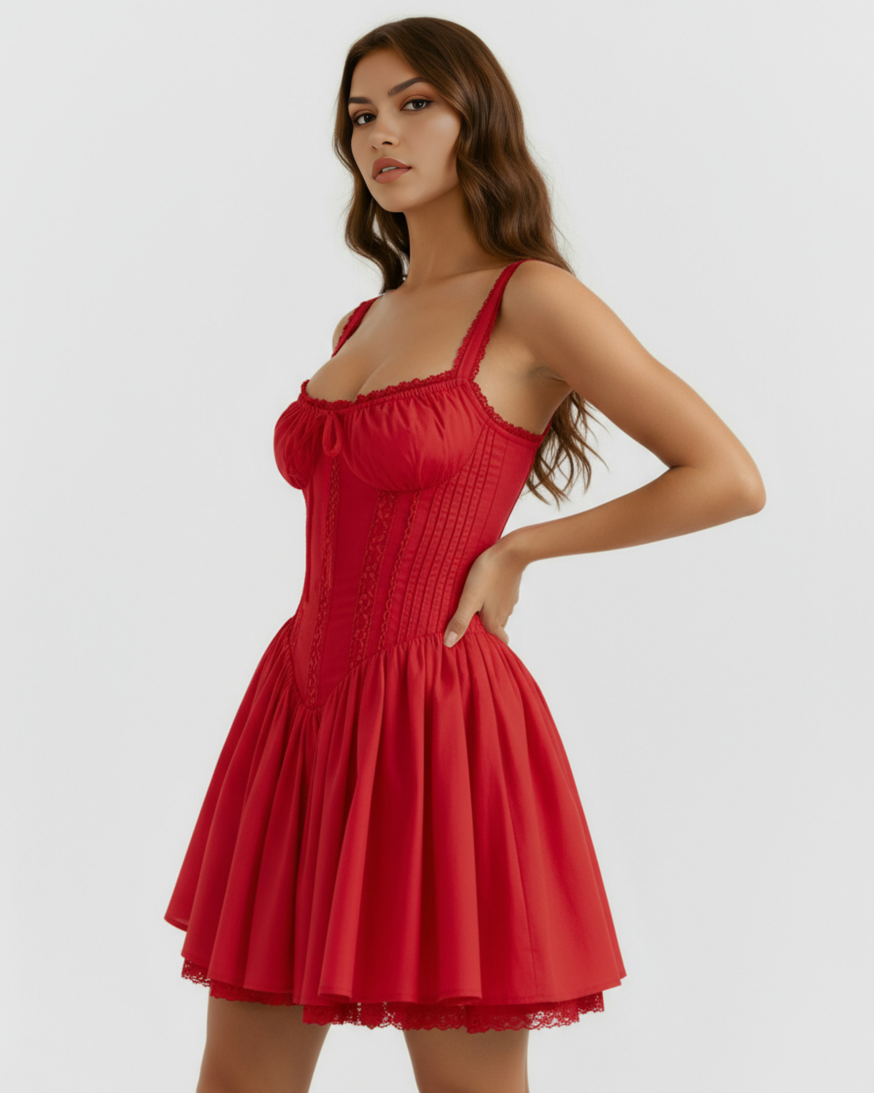 Luna Lace Sweetheart Neckline Mini Summer Dress - White