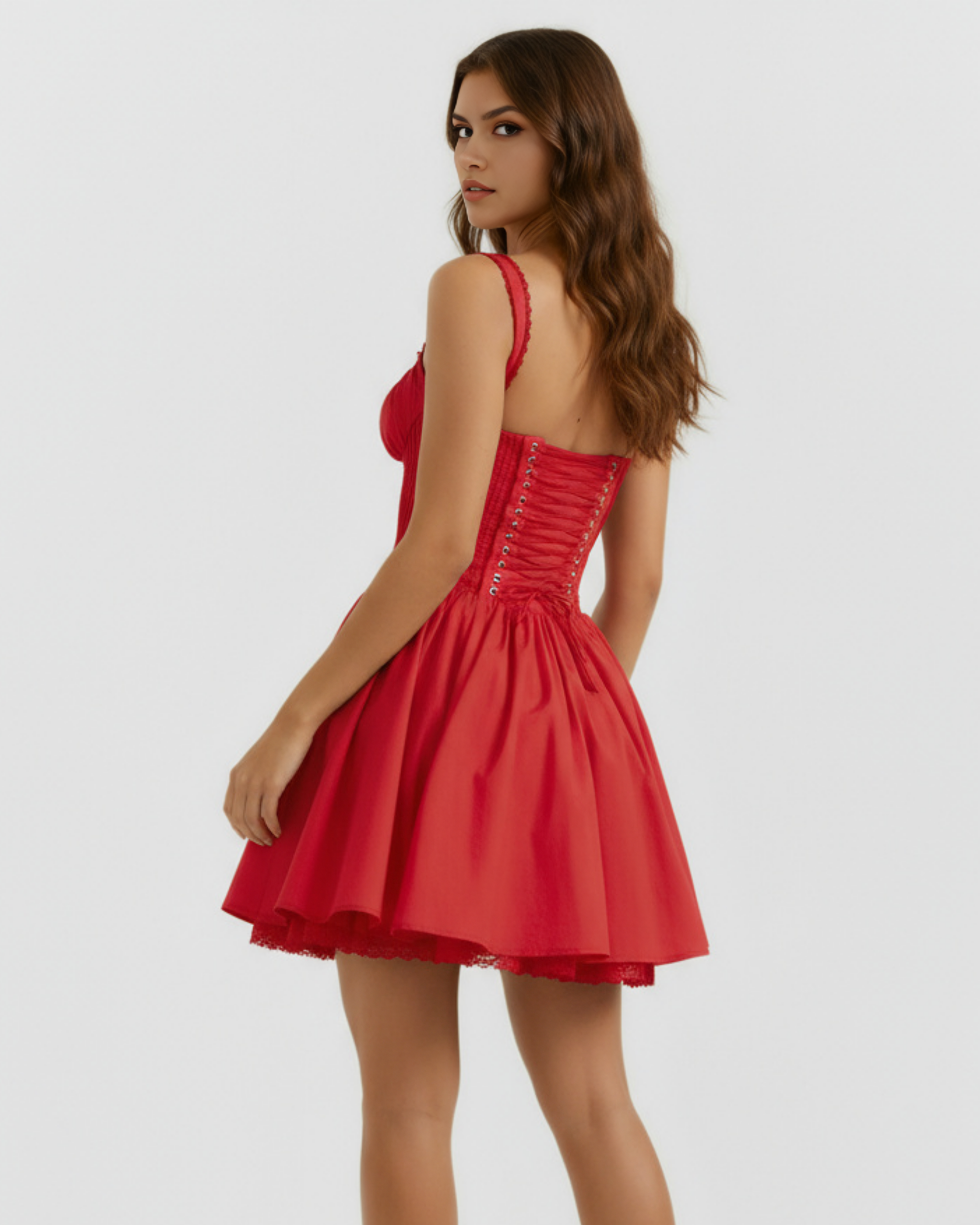 Luna Lace Sweetheart Neckline Mini Summer Dress - White