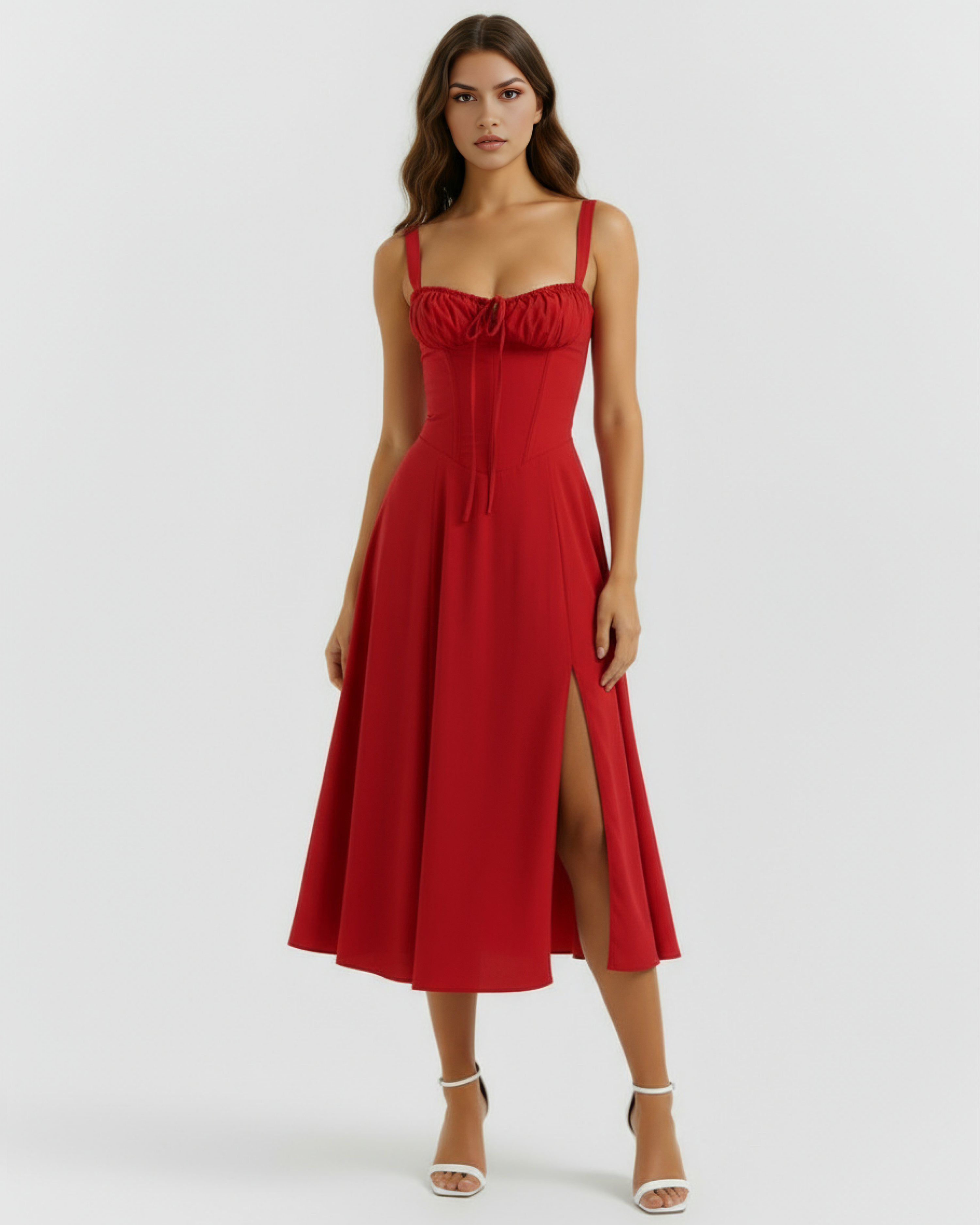 Aurora Corseted Lace Up Maxi Summer Dress - Buttercup