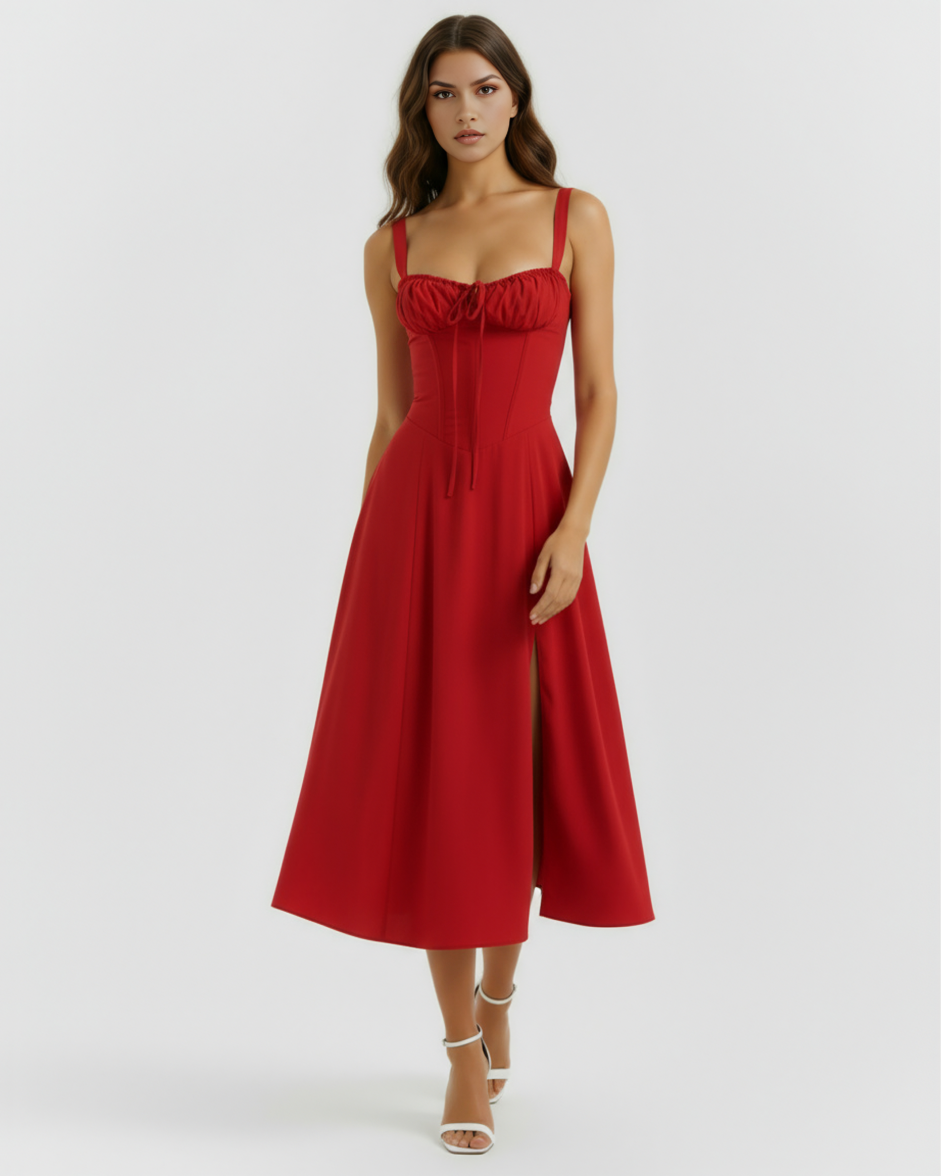 Aurora Corseted Lace Up Maxi Summer Dress - Buttercup