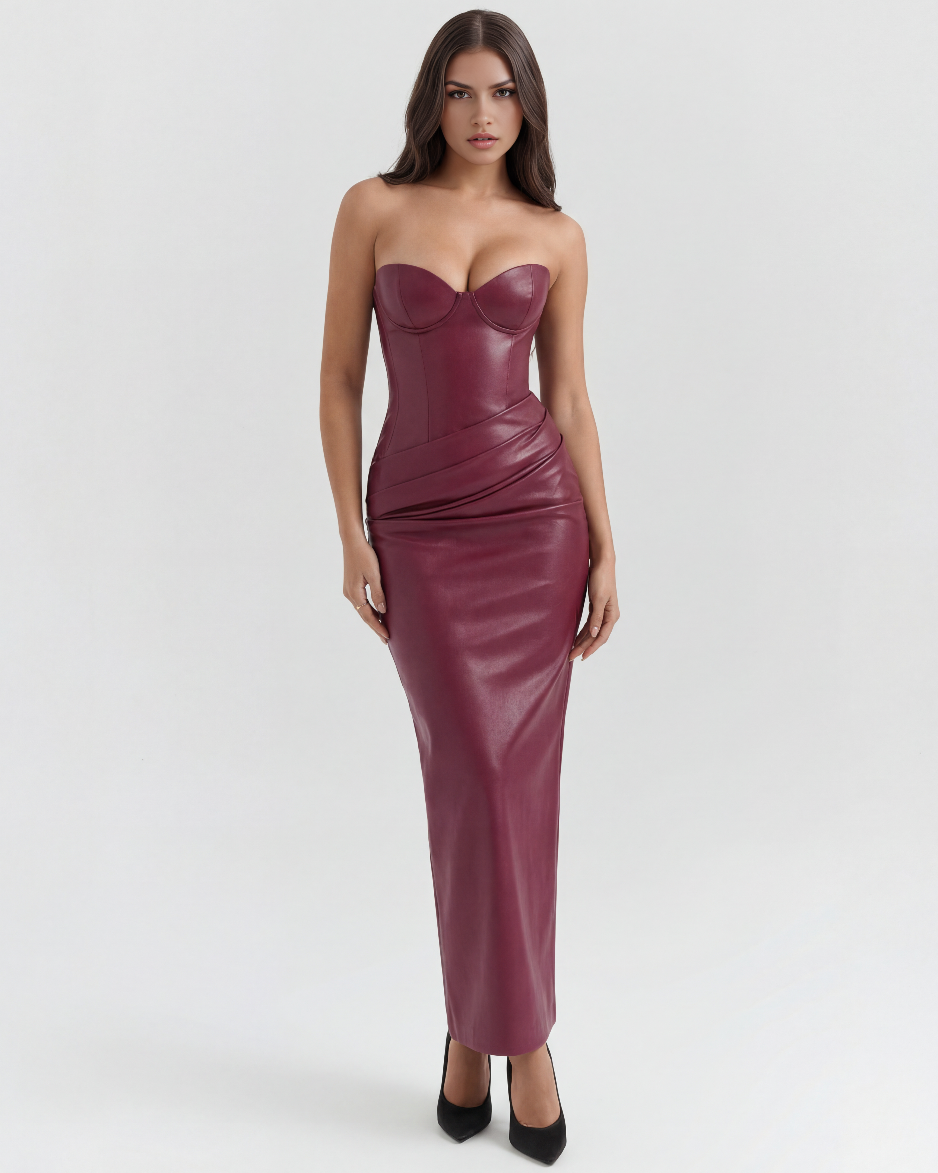 Vanessa Strapless Bodycon Midi Cocktail Dress - Black