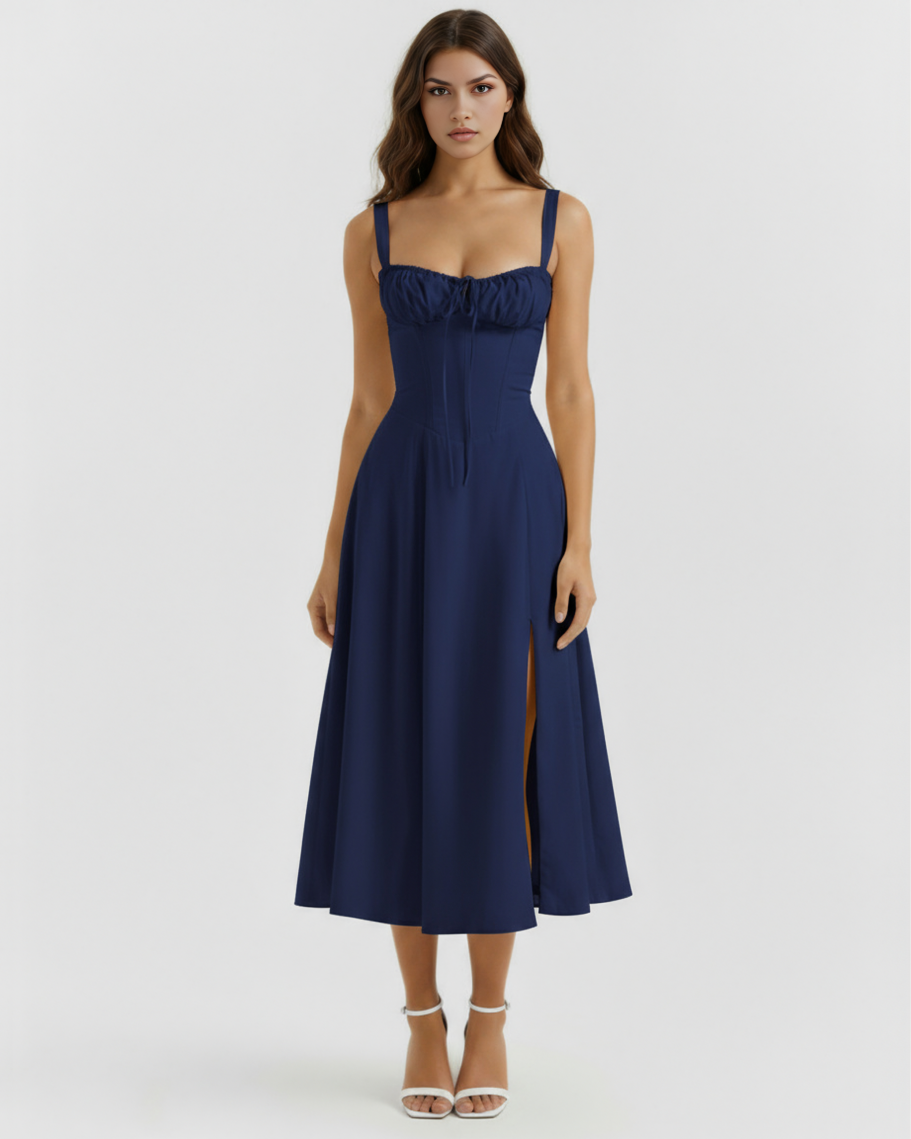 Aurora Corseted Fitted Maxi Summer Dress - Buttercup