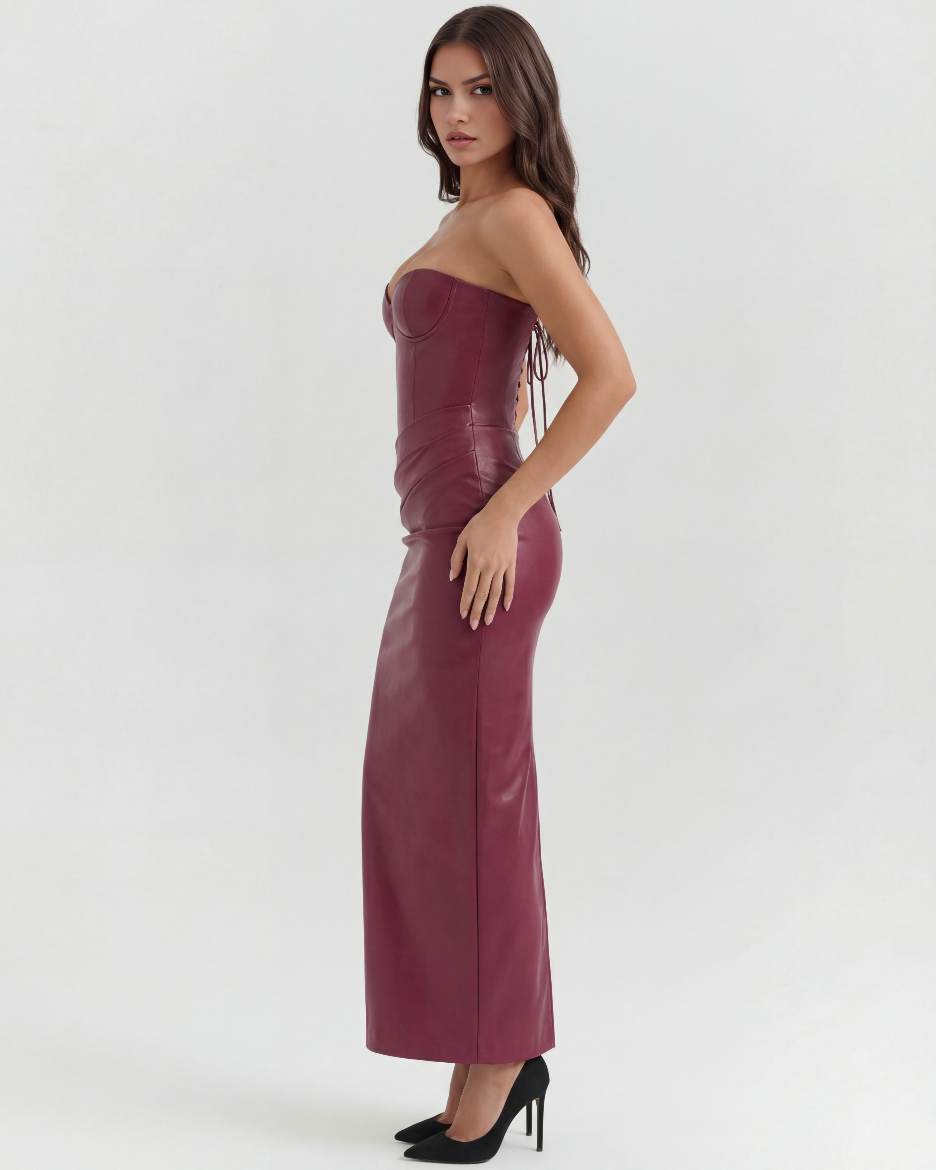 Vanessa Strapless Bodycon Midi Cocktail Dress - Black