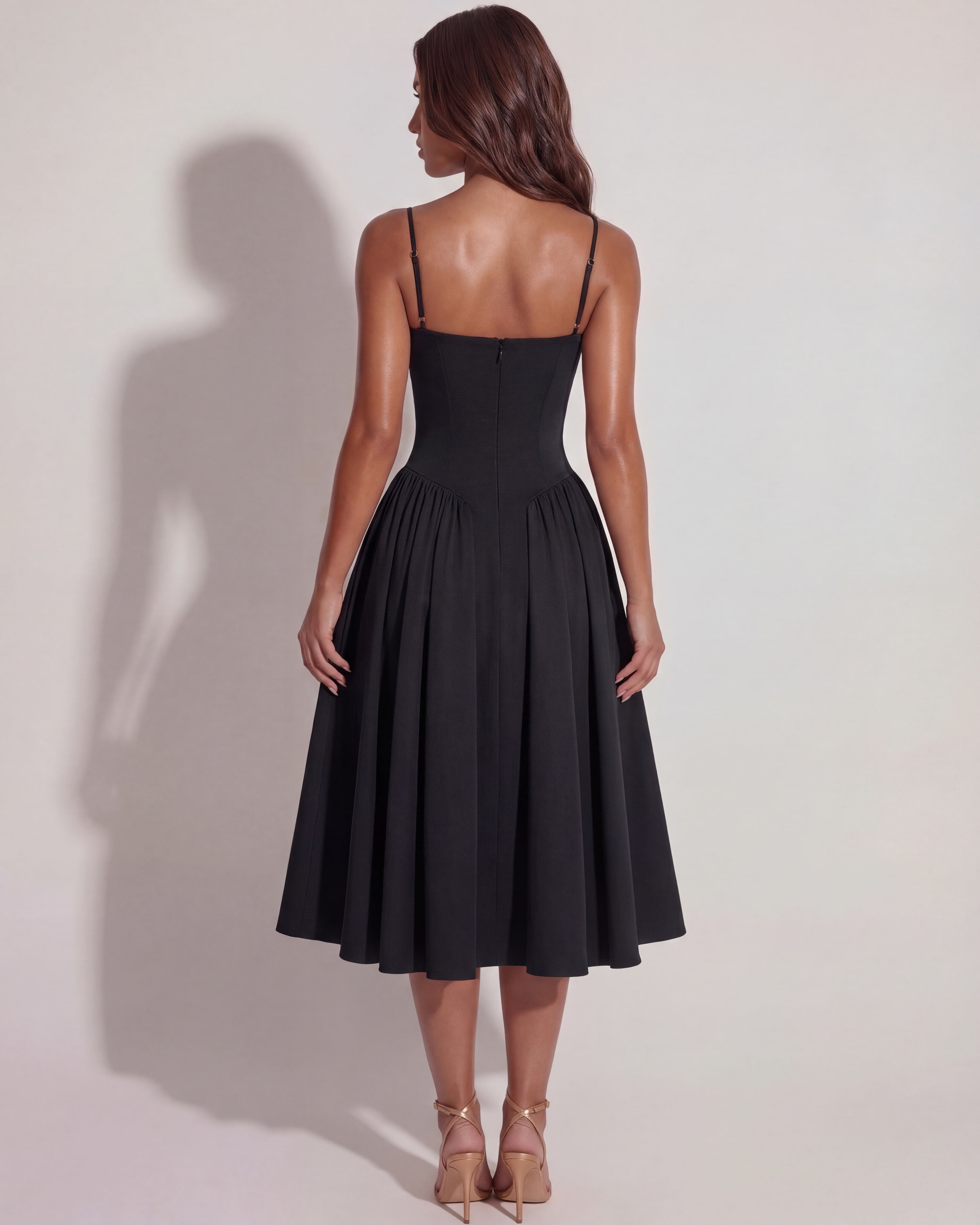 Francesca Ruched Sweetheart Midi Summer Dress - White