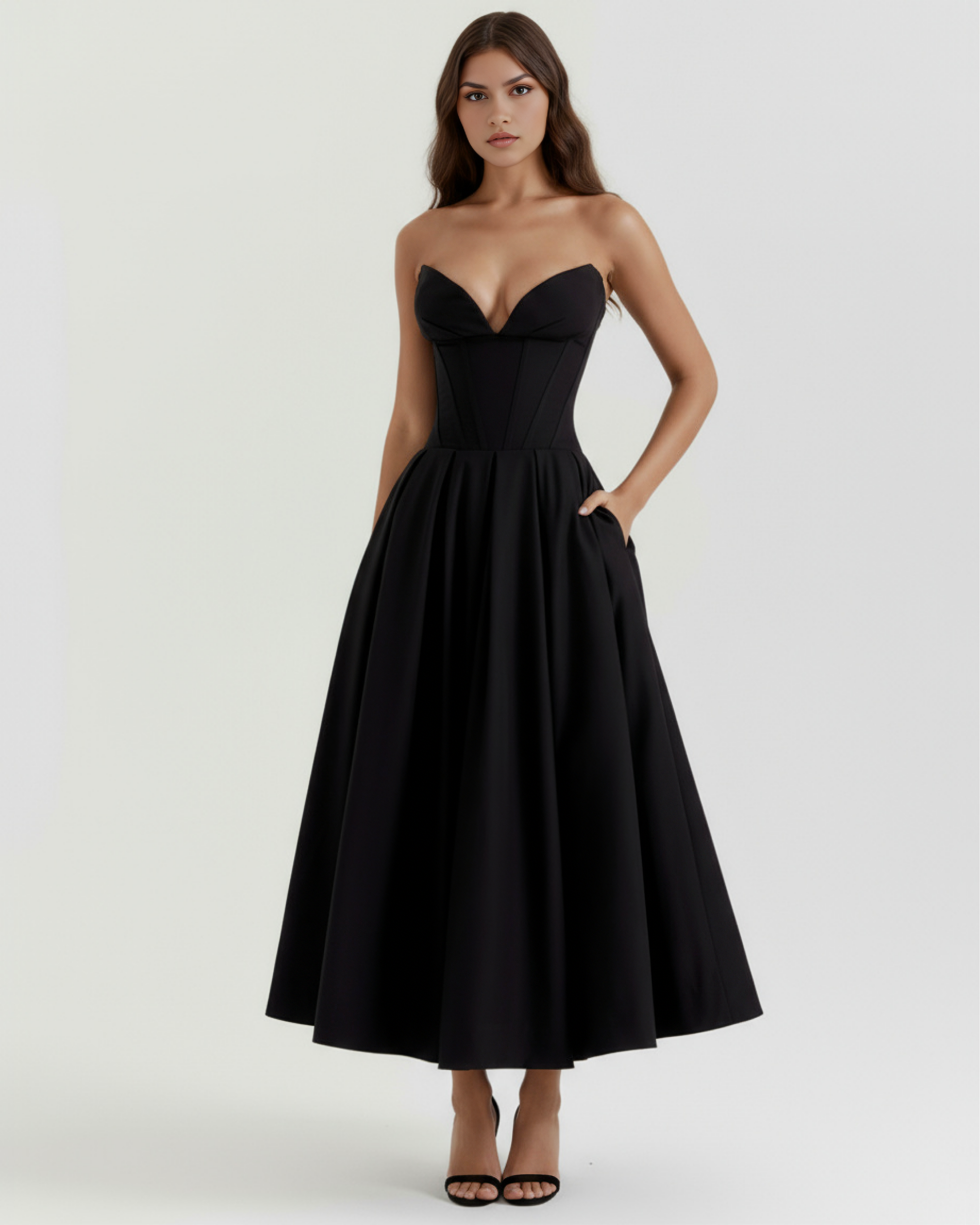 Amalfi Strapless Voluminous Maxi Wedding Guest Dress - Ivory