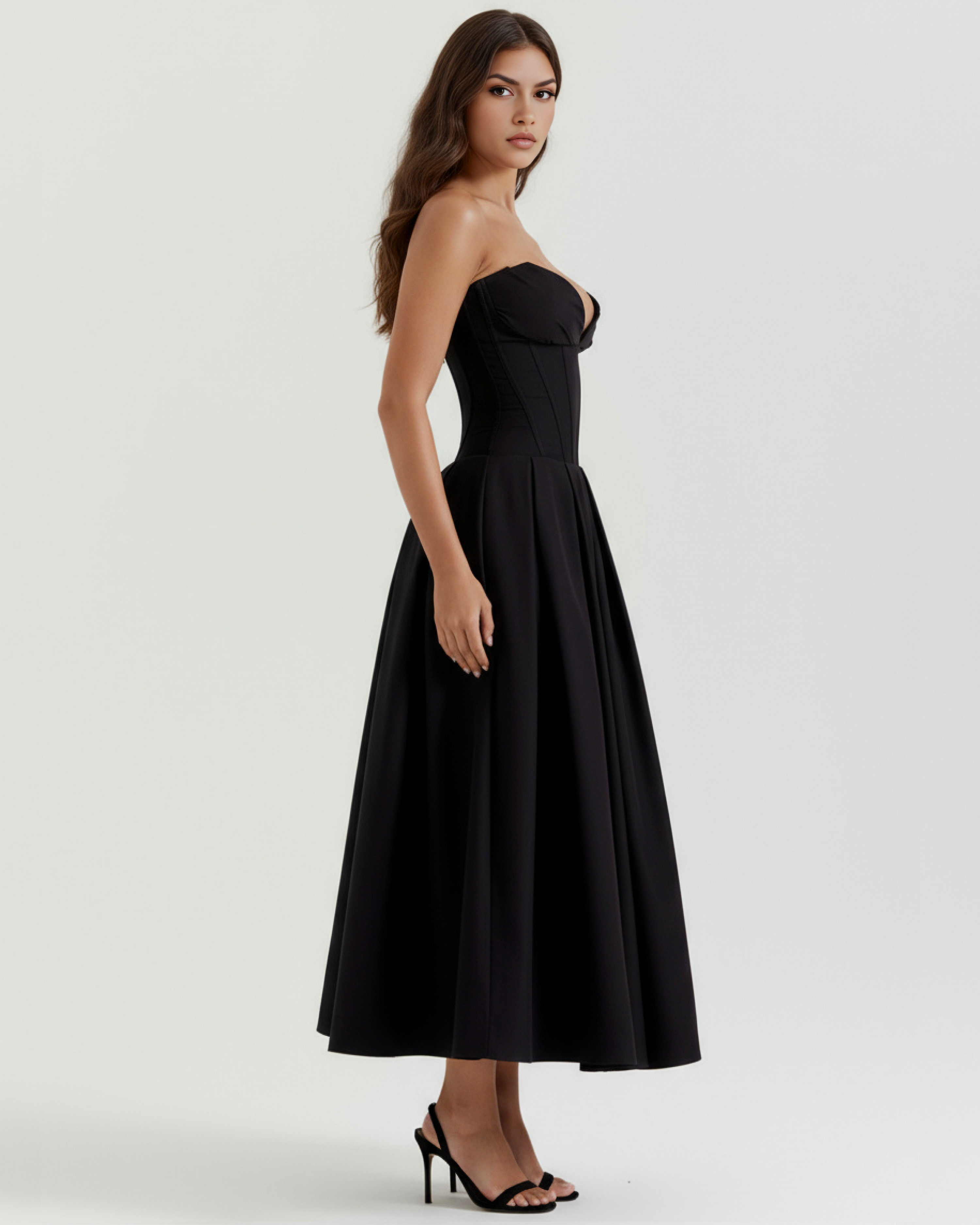Amalfi Strapless Voluminous Maxi Wedding Guest Dress - Ivory