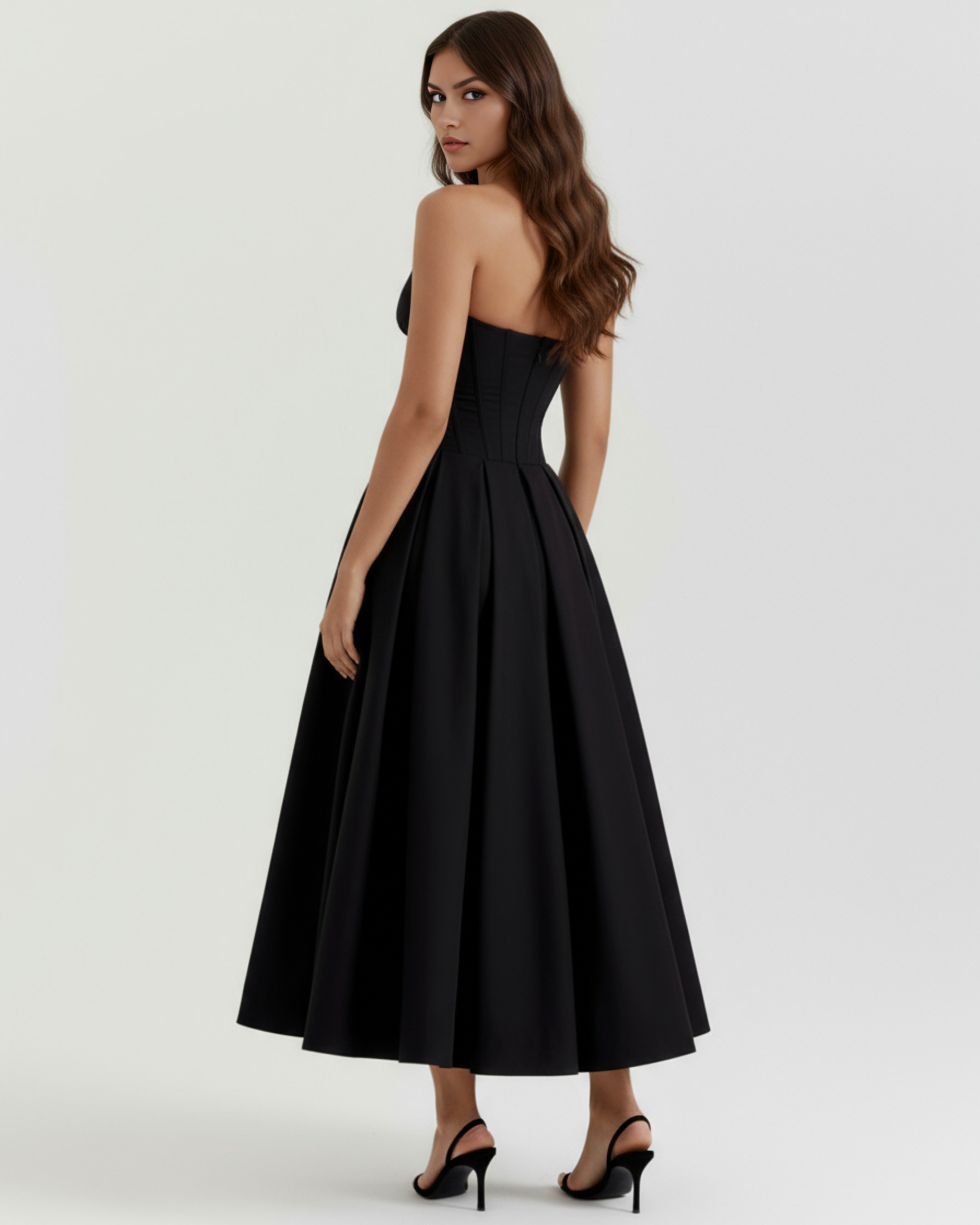 Amalfi Strapless Voluminous Maxi Wedding Guest Dress - Ivory
