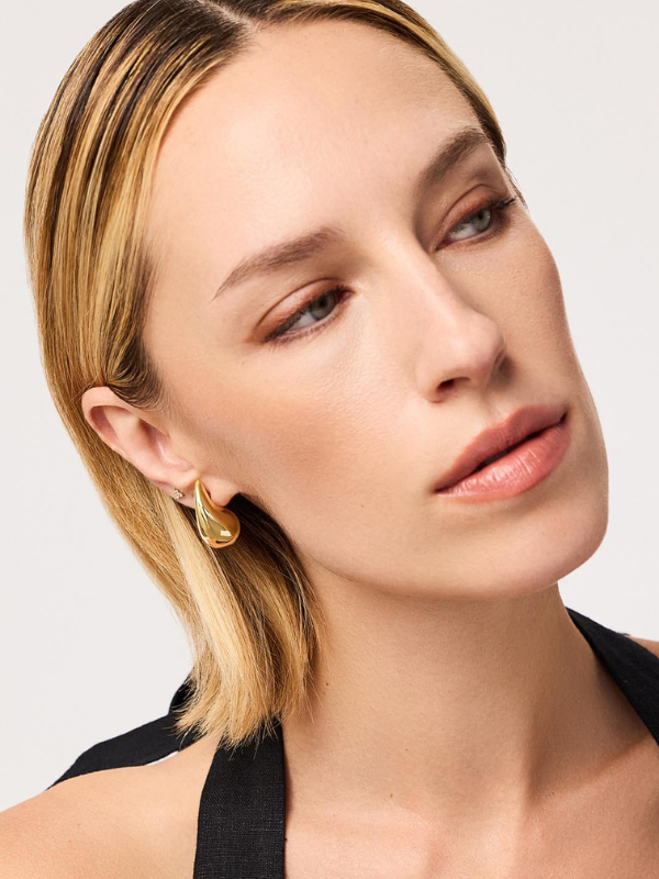 Elegant Statement Drop Evening Earrings - Gold