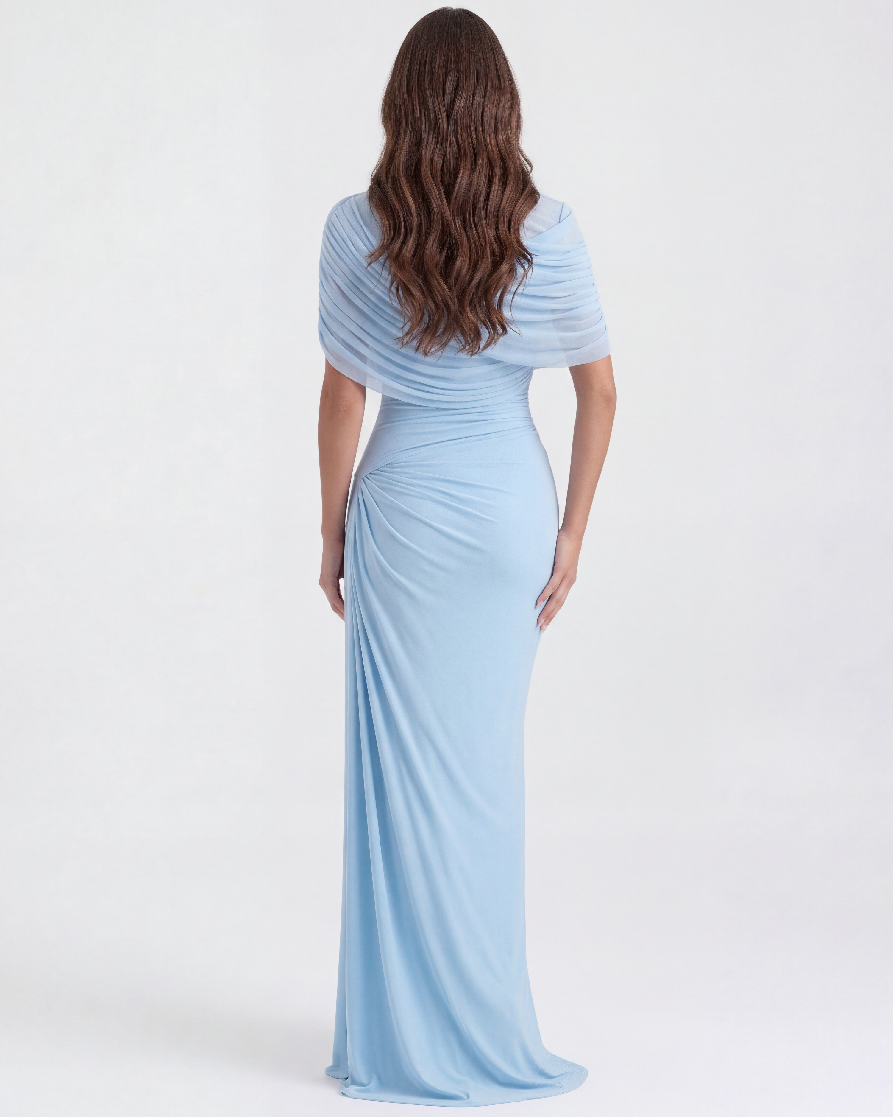 Camilla Pleated Sleeveless Maxi Wedding Guest Dress - Baby Blue