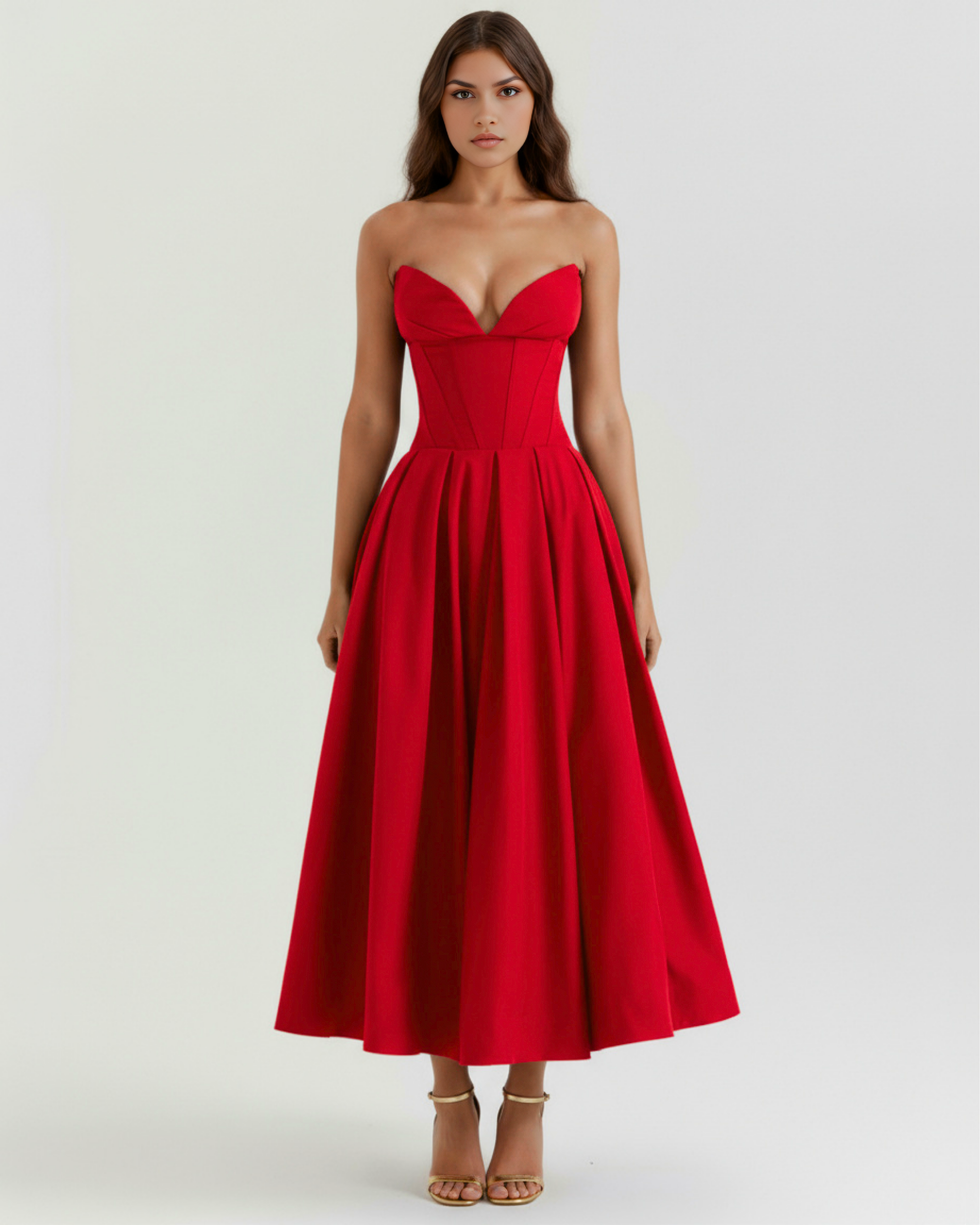 Amalfi Strapless Voluminous Maxi Wedding Guest Dress - White