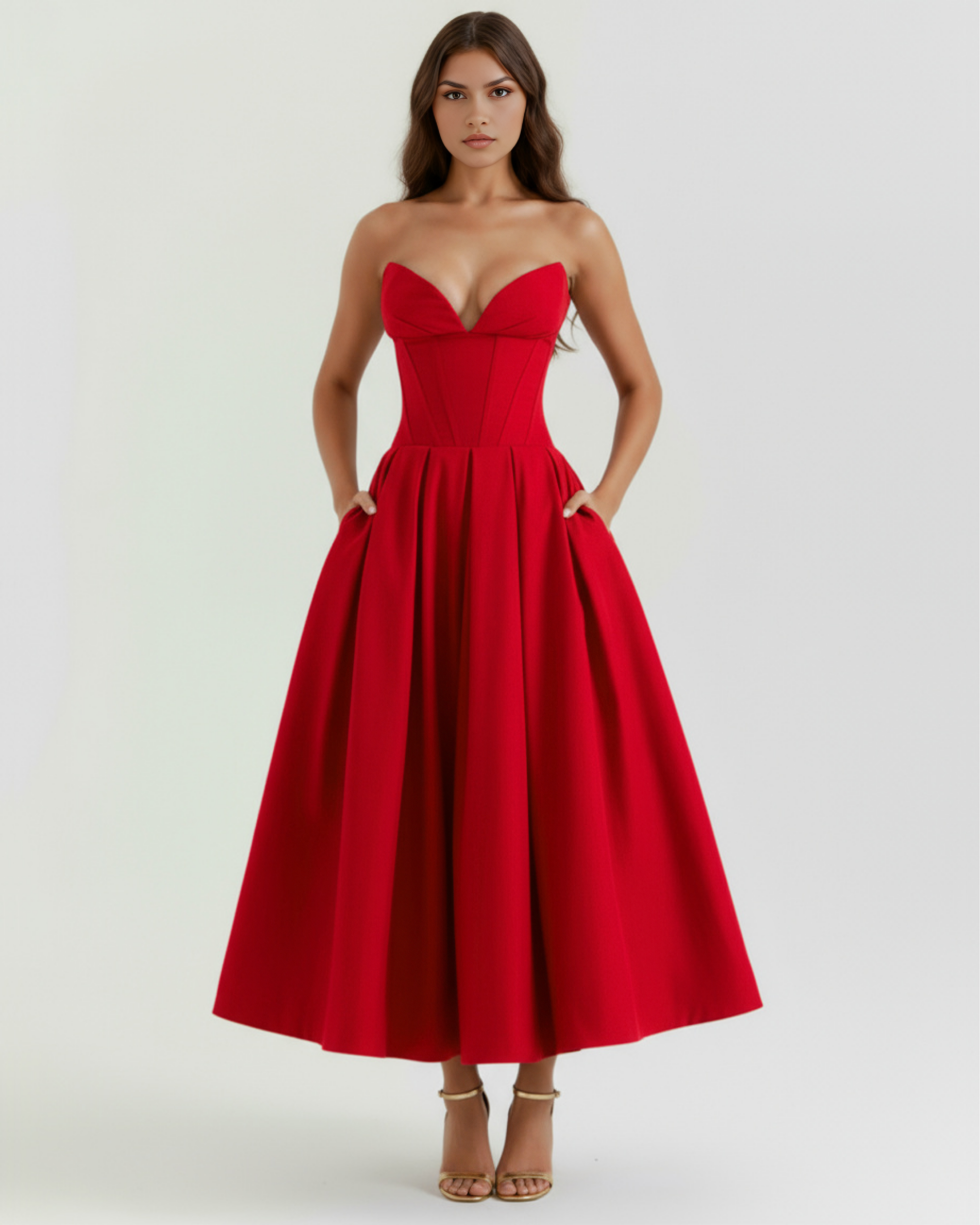 Amalfi Strapless Voluminous Maxi Wedding Guest Dress - White
