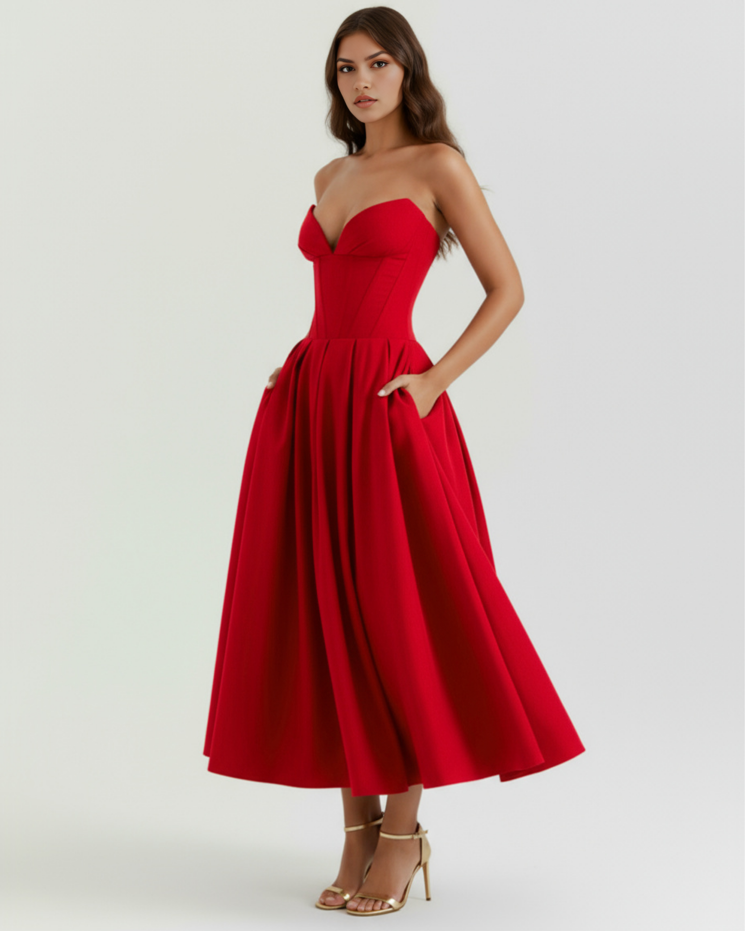 Amalfi Strapless Voluminous Maxi Wedding Guest Dress - White
