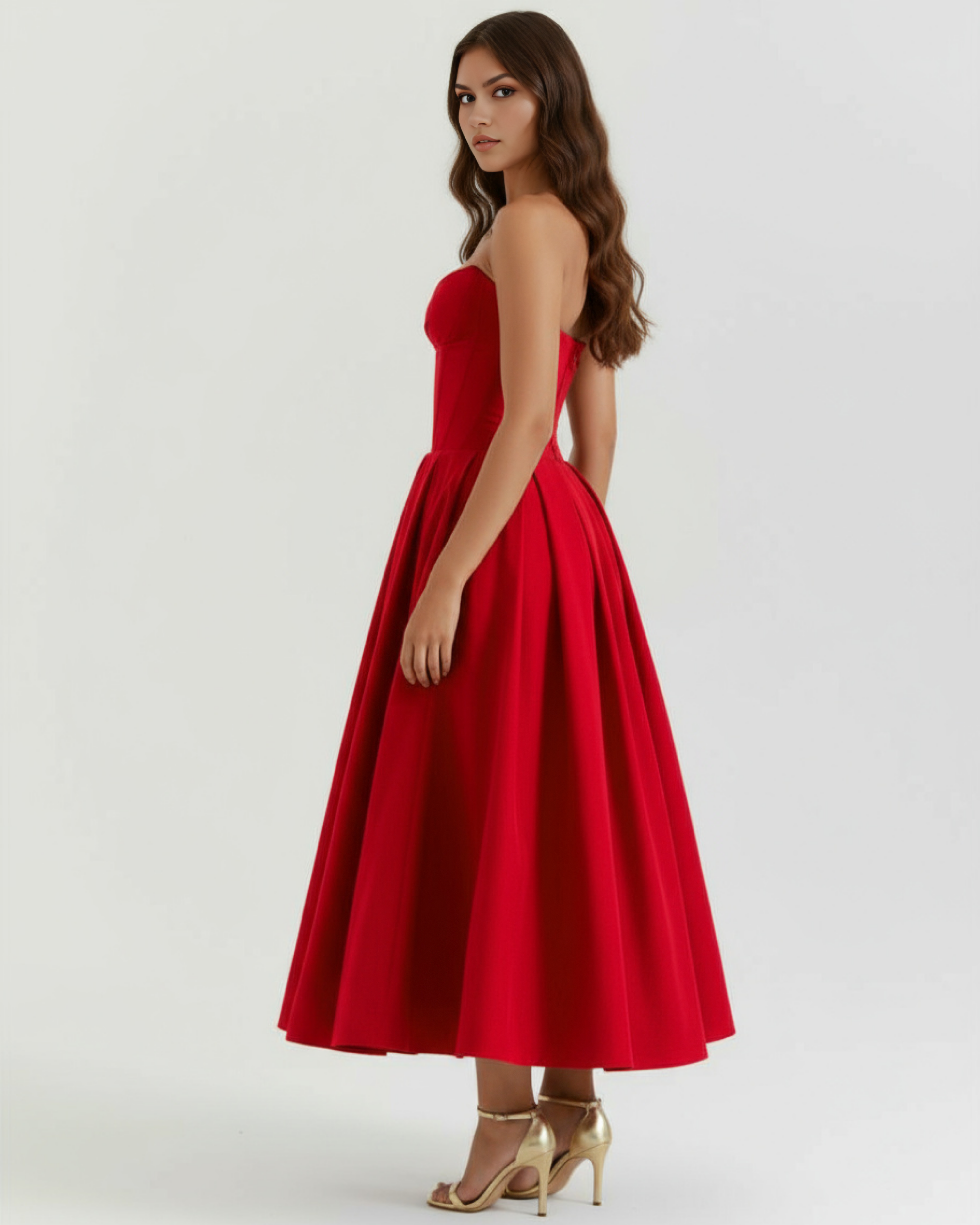 Amalfi Strapless Voluminous Maxi Wedding Guest Dress - White