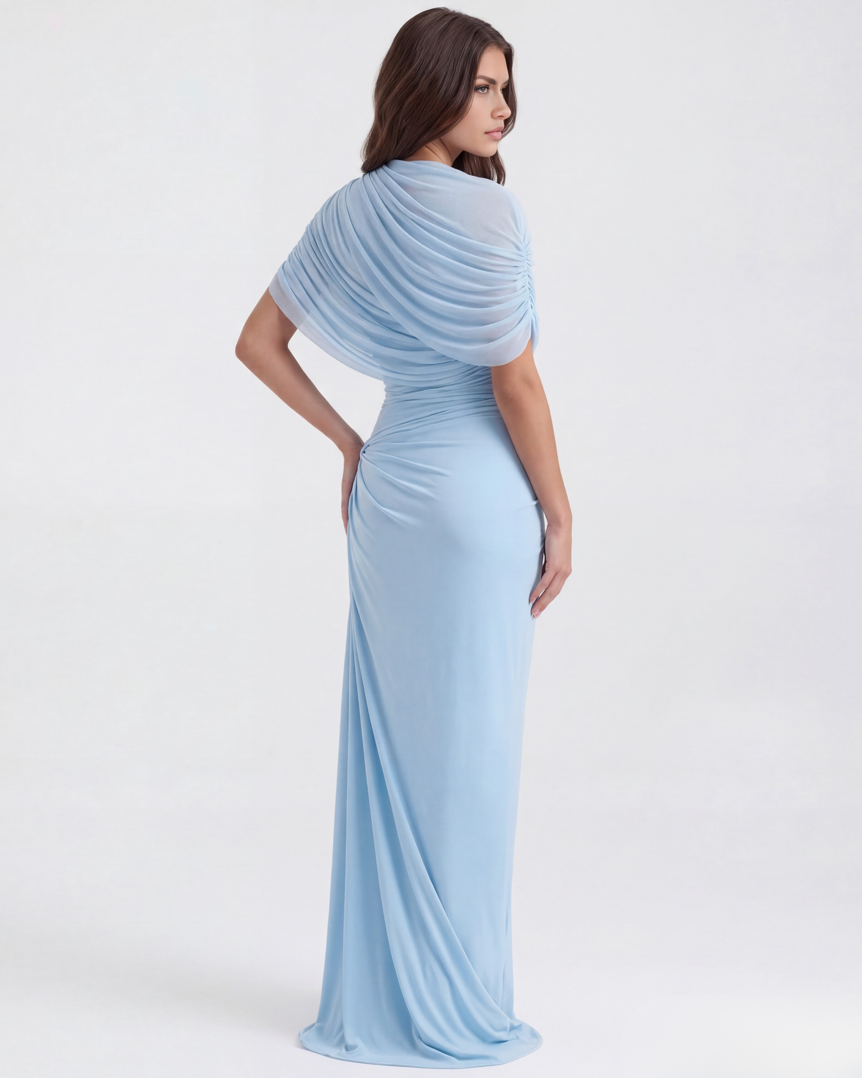 Camilla Pleated Sleeveless Maxi Wedding Guest Dress - Baby Blue