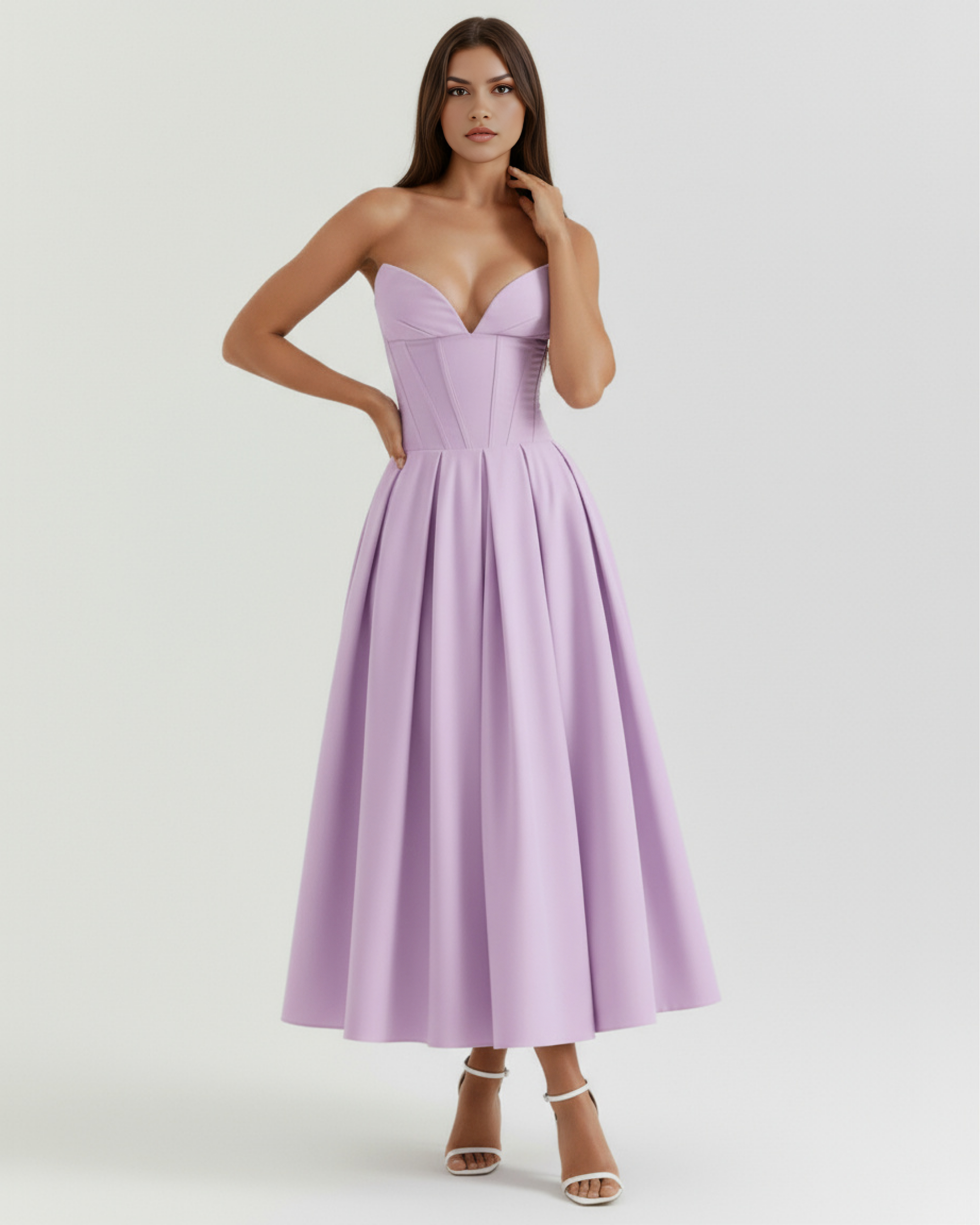 Amalfi Strapless Voluminous Maxi Wedding Guest Dress - White
