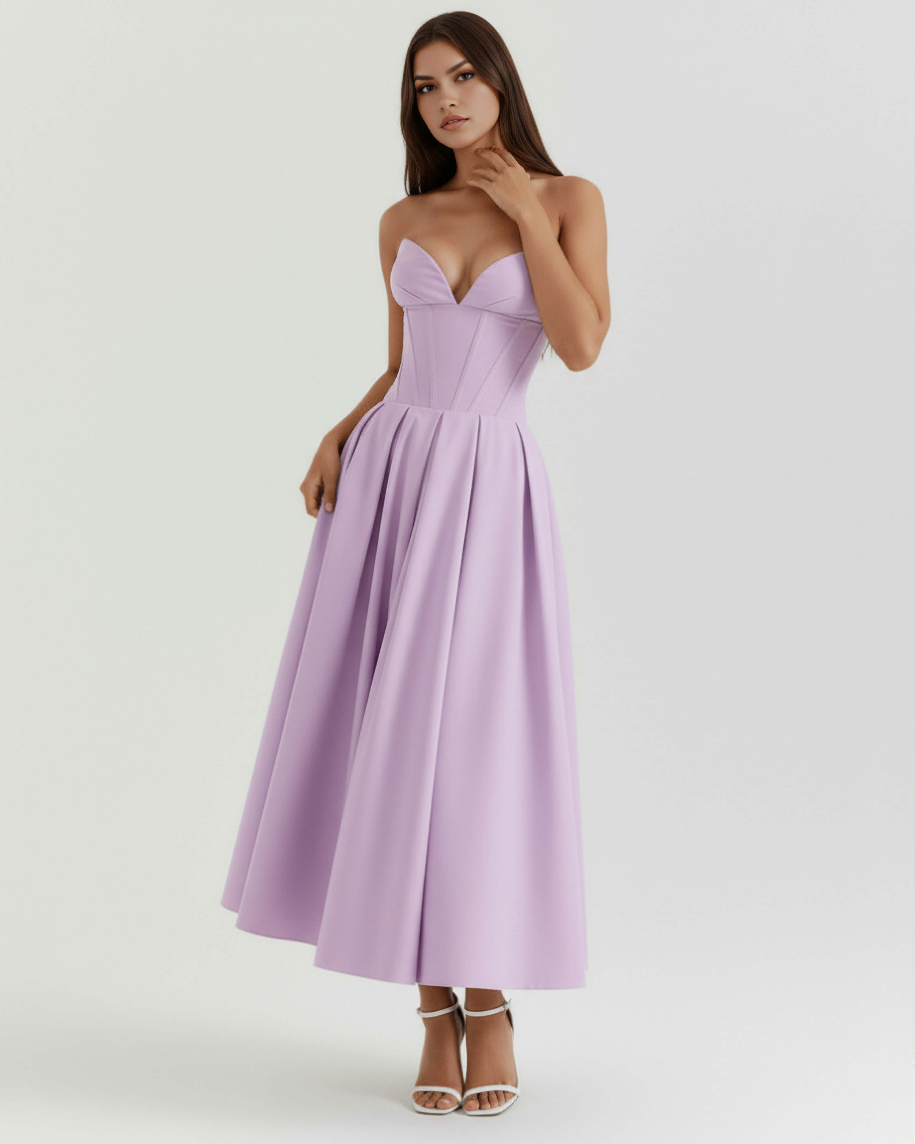 Amalfi Strapless Voluminous Maxi Wedding Guest Dress - White