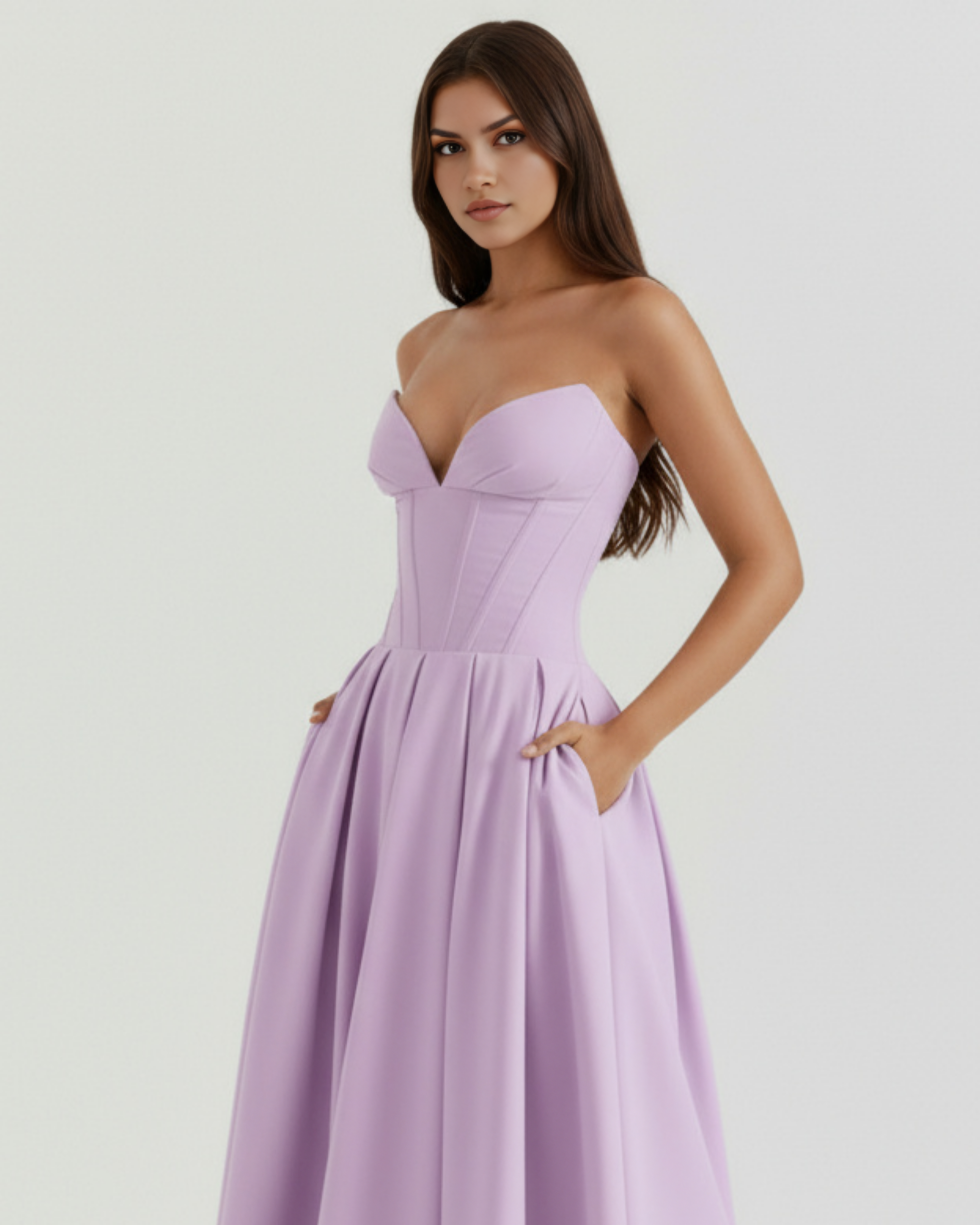 Amalfi Strapless Voluminous Maxi Wedding Guest Dress - White
