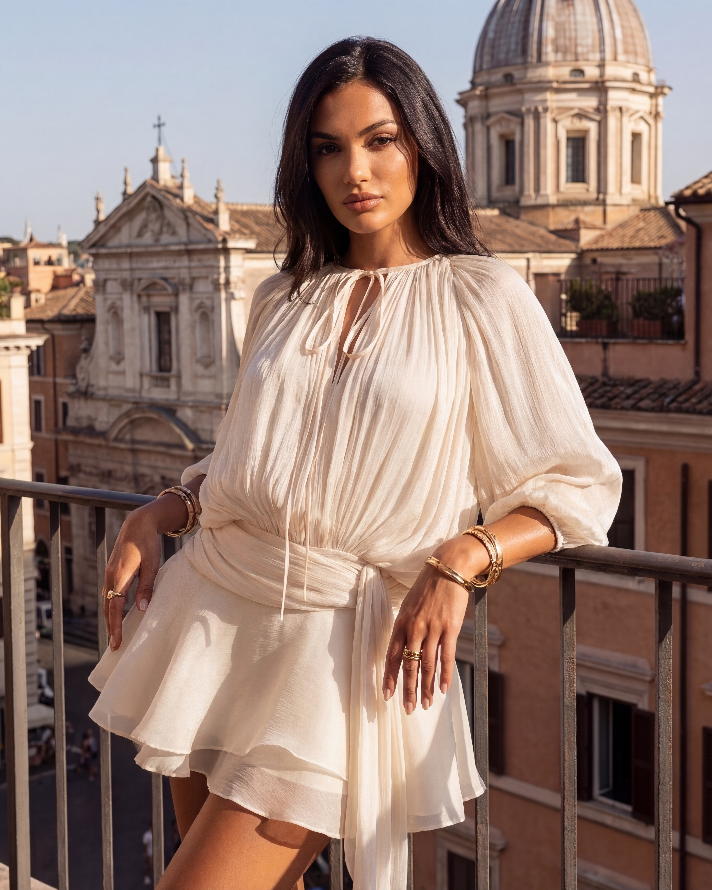 Giovanna Pleated Draped Mini Cocktail Dress - Pearl