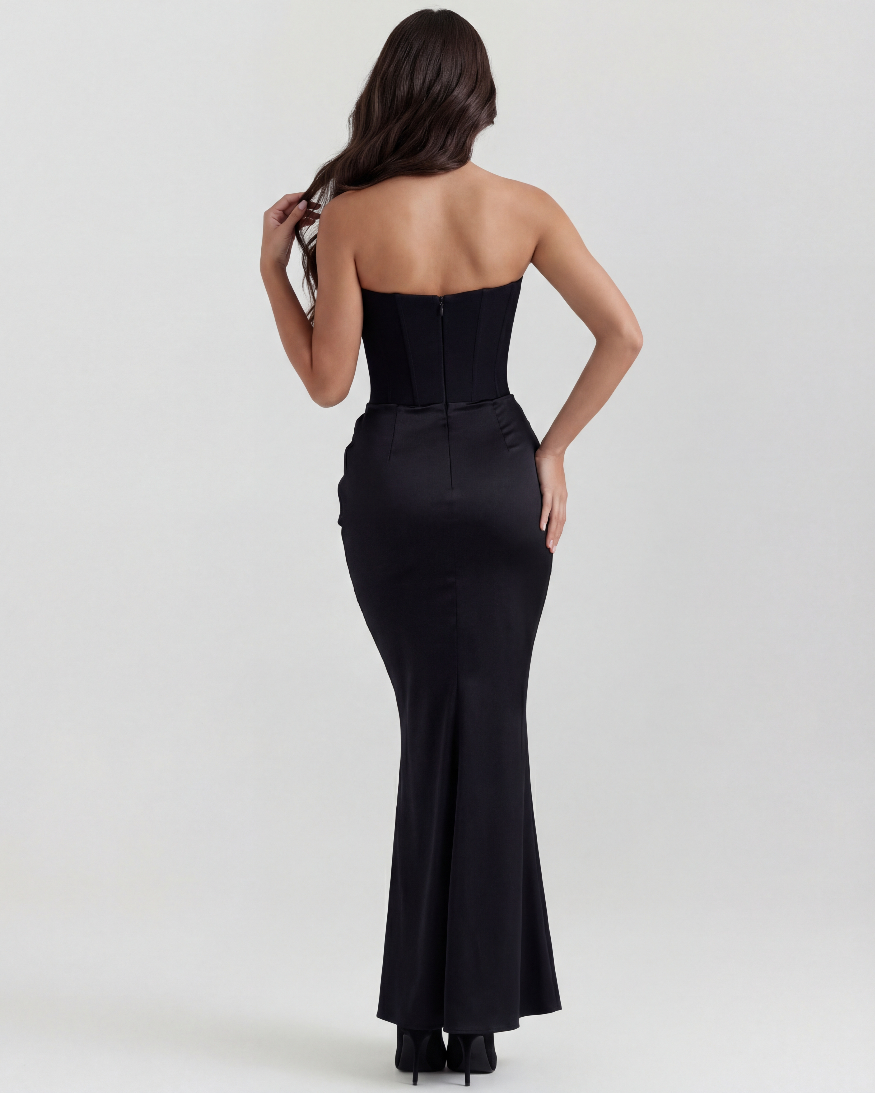Rosalind Fitted Corset Maxi Evening Dress - Almond
