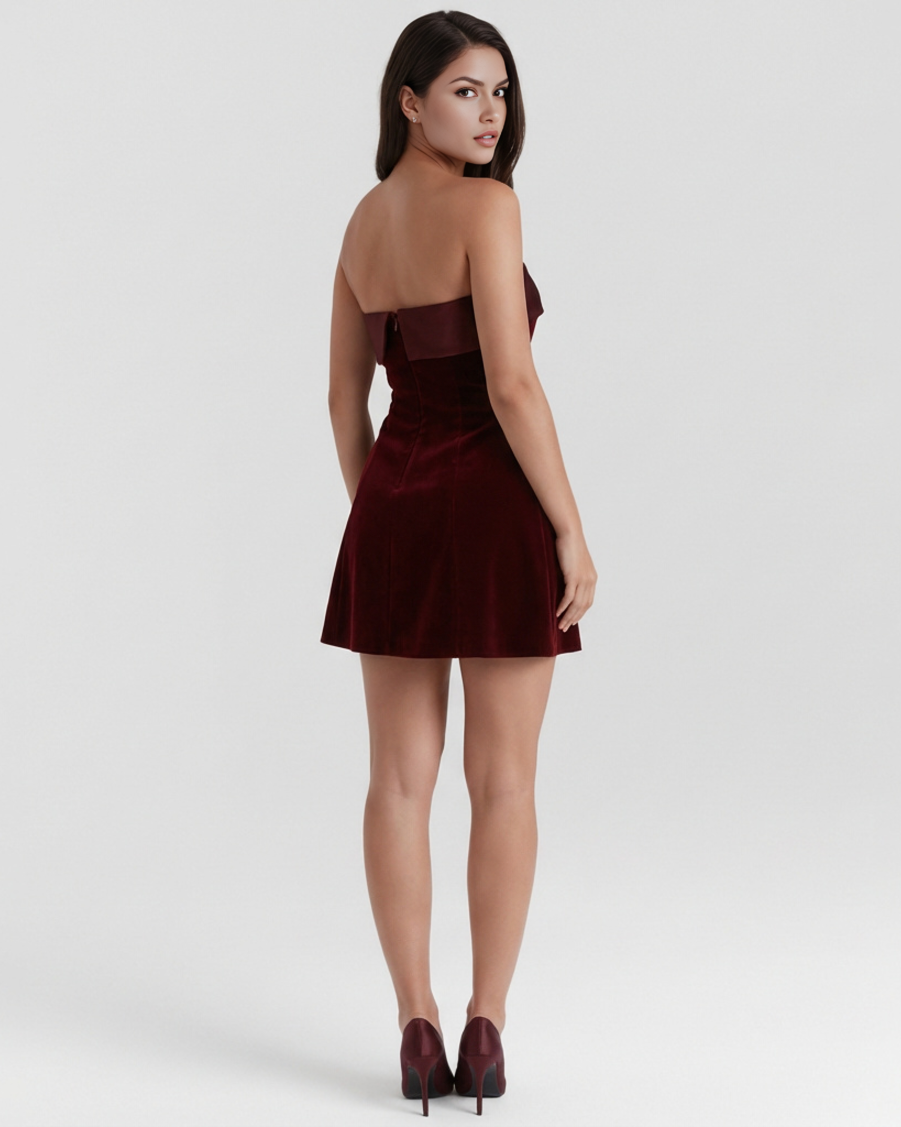 Valentina Strapless Satin Mini Cocktail Dress - Red