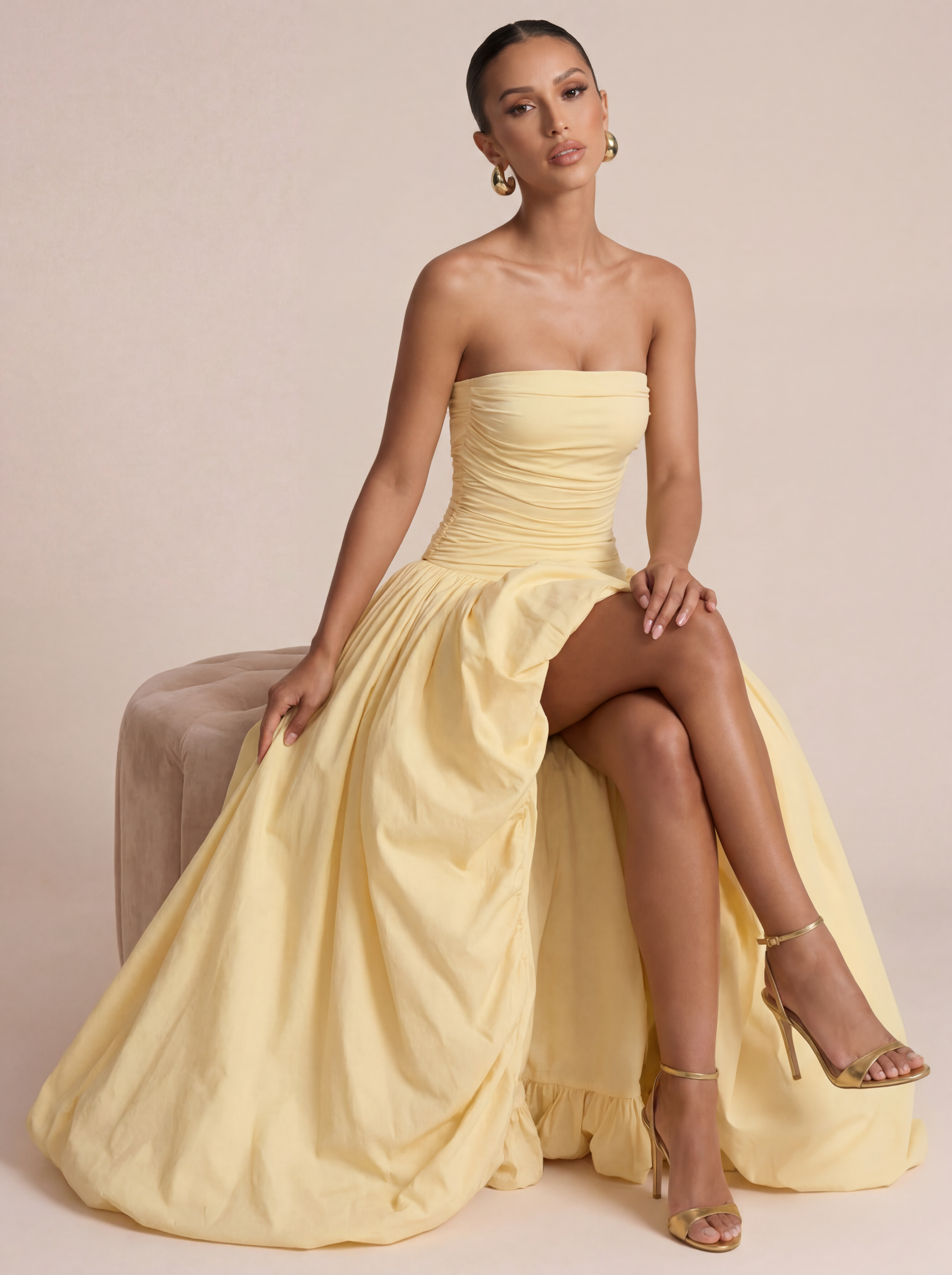 Serena Strapless Lace Up Gown Maxi Dress