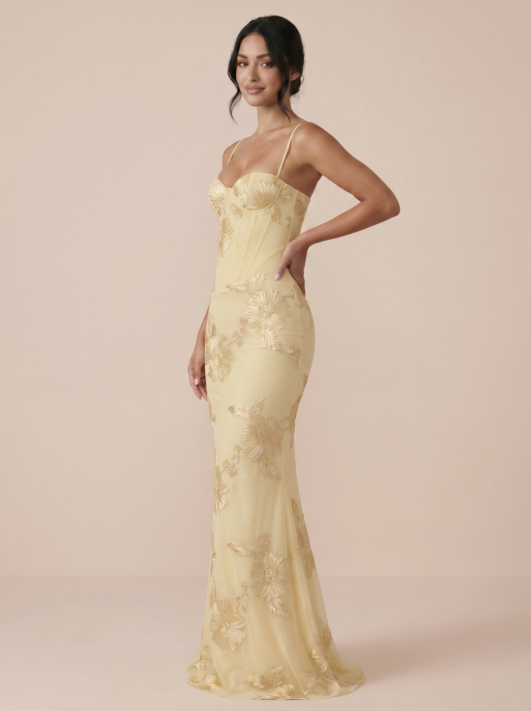 Renetta Floral Print Spaghetti Strap Backless Maxi Dress